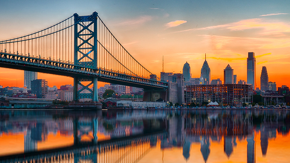 Philadelphia Sunset Skyline Refection Philadelphia 950